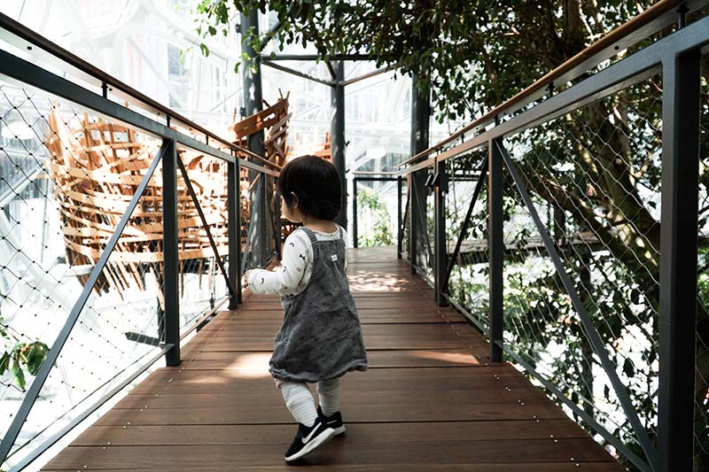 Visiting Seattle Amazon Spheres with Young Toddler